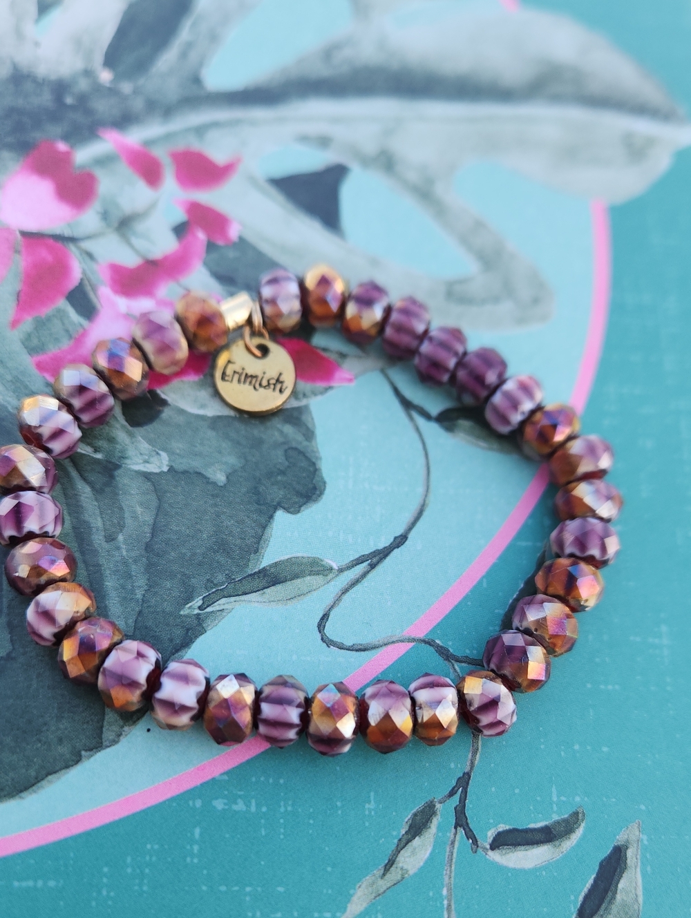 Erimish Purple and Copper Faceted Kids Stretch Bracelet